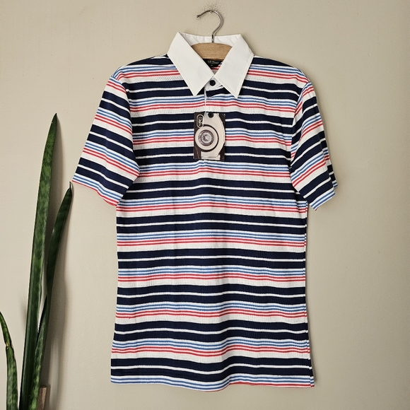 VINTAGE | BNWT | Dale's Red, White & BLue Striped Collared Polo Shirt - Picture 1 of 5